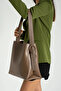 Women's Buckle Detailed Soft Leather Snap Fastener and Zippered Inner Compartment Shopper Bag - 6