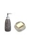 Liquid Soap Dispenser and Soap Dispenser 2 Piece Bathroom Set, Silver with Stones - 5