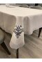 Embroidered Gray Easy to Clean Stain-Proof Care-Free Tablecloth - 5