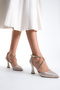 Gold Glitter Heeled Women's Shoes Lf805 - 4