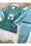 Green Rabbit Patterned Fleece Pajama Set - 8