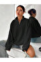 Stand Collar Basic Half Zipper 3 Thread Thick Sweatshirt - Oversize Green Pink Black Gray White Sweat - 3
