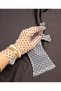 Black Polka Dot Vintage Wrist Length Gloves on Sofia White - 5