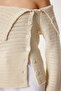Carmen Collar Buttoned Knitwear Blouse - Beige Lfn0066 - 3