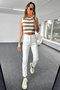 Ns-73368 White High Waist Zippered Mom Fit Jeans No Show Inside - 2