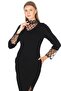 Roba Turtleneck Tulle Mesh Detailed Slit Dress Black Ets6250 - 3