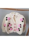 Rose Detailed Hand Knitted Children's Cardigan, Flower Detailed Baby Cardigan