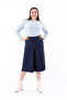 Full Length A-Line High Waist Navy Blue Wide Palazzo Pants - 5