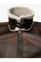 Faux Leather Biker Jacket Distressed Look with Fur Collar and Pockets - 6