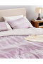 Adelya King Size 100% Cotton Crep Printed Bed Sheet Pack of Duvet Cover Set - Plum - 4