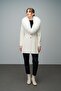 Flared Cashmere Coat with Detachable Fur Collar Ekru 3008-Tk - 6