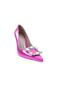 Women's Pointed Toe Crystal Stone Heeled Shoes Fuchsia Metallic 101633236 - 2