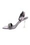 5161-1-23y Women's Silver Stone Ankle Strap Heeled Shoes - 4
