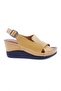 Women's Cross Strap Thick Sole Sandals Mustard Genuine Leather 72633217