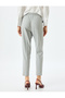 High Waist Fabric Trousers with Elastic Waist Tie Pockets - 4