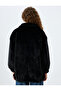 Faux Fur Zippered Pocket Detailed Lined Long Jacket - 4