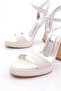 Women's Ankle Strap Heeled Evening Dress Shoes White Printed 71143564 - 4