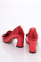 Women's Ribbon Patterned Heeled Shoes Red Metallic 261035910 - 3