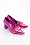 Women's Ribbon Patterned Heeled Shoes Fuchsia Metallic 261035910 - 2