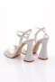 Women's Ankle Strap Heeled Evening Dress Shoes White Printed 71143564 - 3