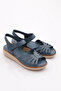 Genuine Leather Women's Sandals - Velcro, Ankle Strap, Blue Denim 3213243 - 2