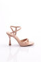 Women's Ankle Strap Heeled Shoes Nude Patent Leather 7923785