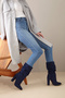 Senza Bellows Suede Navy Blue Suede Navy Blue Suede 10 cm Women's Boots & Bootie, High Heels - 2