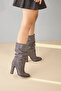 Senza Bellows Suede Gray Suede 10 cm Women's Boots & Booties, High Heels - 8