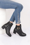 Black Genuine Leather Women's Heeled Boots - 96623294 - 5