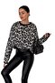 Women's knit sweater - leopard print with raised detail, oversized fit 003