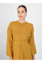 Belt Detailed Knitwear Hijab Dress - Mustard - Refka - 2