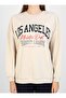 Print Detailed Sweatshirt - Stone Color - - 5