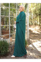 Green Shoulder Pearl Bat Tricottage Dress - Sahra Boutique - 6