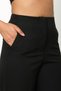 Women's High Waist Pencil Loose Wide Leg Pocket Fabric Trousers - Black - 6