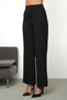 Women's High Waist Pencil Loose Wide Leg Pocket Fabric Trousers - Black - 5