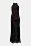Women's Lace Long Black Dress - 3