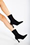 Women's Black Suede High Heel Boots - 4