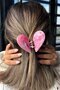 Pink Color Heart Detailed Bone Peg Buckle