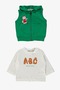 Green School Bear Set for Baby Boy - With Pockets and Vest MNK14140 - 4