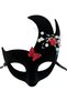 Black Color Pearl and Stone Suede Covered Venetian Party Mask 20X22 cm (4940)