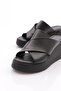 Women's Thick Sole Slippers Black Genuine Leather 2421035433993 - 4