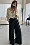 Black Belted Pleated Fabric Trousers - 4