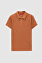 Ds Damat Regular Fit Tobacco 100% Cotton Long Lasting No Curl Polo Neck Embroidered T-Shirt - 5