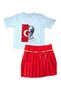 Girl's Rotating Sequin Sequin Ataturk T-Shirt Red Pleated Skirt 29 October 10 November 23 April