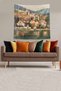 Beige Man Taking a Boat on the Lake Stain Resistant Velvet Fabric Wall Cover Wall Carpet Tapestry - 2