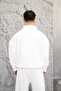 White Cozy Basic Half Zipper Oversize Sweatshirt - 3