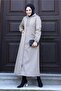 Long Top Coat - Trench Jacket with Front Pocket and Zipper Detail - 3