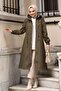 Women's Waterproof Coat with Ribbed Sleeves and Fur Inside and Removable Hood - 5