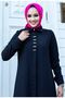 Long Ferace Tunic with Buckle Detail on the Front and Hidden Buttons - 4