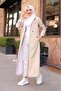 Hooded Full-Length Long Trench Coat with Ankle and Inner Stripes - 7